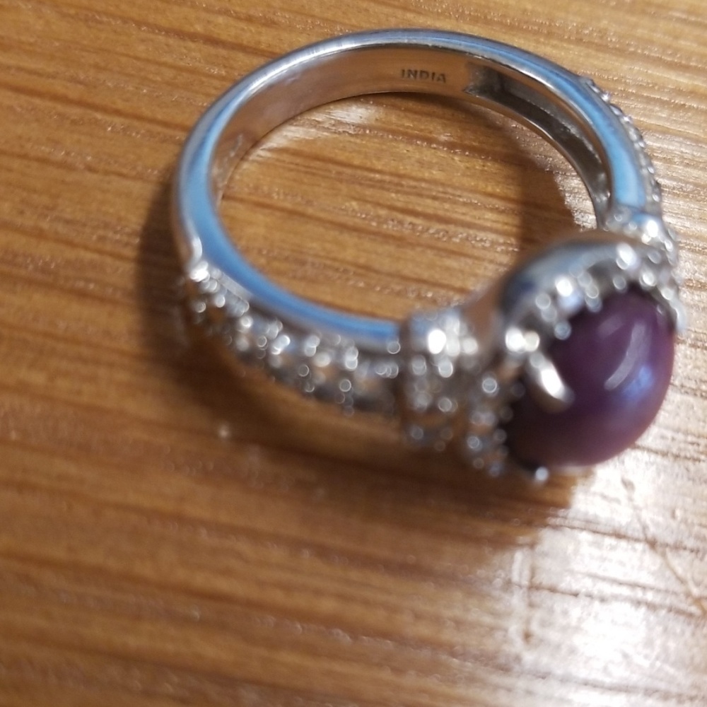 Oval Indian Star Ruby With White Topaz Ring - image 4